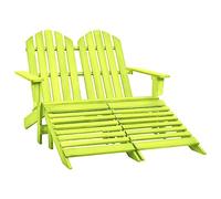 Owoxanthellate Adirondack Banc de jardin 2 places avec repose-pieds amovible, en bois de sapin massif pour jardin et terrasse, fauteuil de relaxation ergonomique, 119,5 x 147,5 x 89,5 cm, vert
