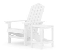 Owoxanthellate Adirondack Chaise de jardin avec table blanche HDPE longue durée avec table d'appoint, chaise de terrasse ergonomique pour jardin et balcon, charge jusqu'à 110 kg