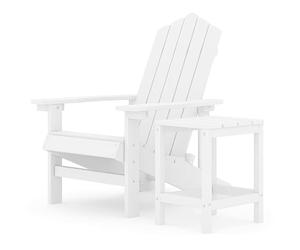 Owoxanthellate Adirondack Chaise de jardin avec table blanche HDPE longue durée avec table d'appoint, chaise de terrasse ergonomique pour jardin et balcon, charge jusqu'à 110 kg