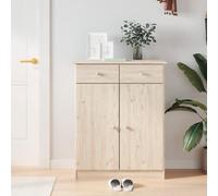 Owoxanthellate Alta Armoire à chaussures 77 x 35 x 96 cm en pin massif non traité, à bascule, avec 2 portes et 2 tiroirs, pour couloir, chambre à coucher