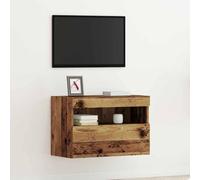 Owoxanthellate Altholz - Buffet TV - 60 x 30 x 40 cm - Avec éclairage LED - Montage mural - En bois - Design moderne - Robuste et peu encombrant - Pour salon, chambre à coucher, couloir
