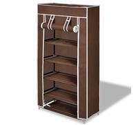 Owoxanthellate Armoire à chaussures 5 couches 58 x 28 x 106 cm marron en tubes revêtus par pulvérisation avec housse en non-tissé - Design moderne peu encombrant pour chambre à coucher, couloir et