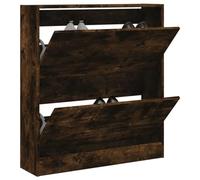 Owoxanthellate Armoire à chaussures en chêne fumé 80 x 21 x 87,5 cm - En bois - Peu encombrante - Avec 2 compartiments - Charge maximale : 40 kg - Facile à monter - Pour couloir, chambre à coucher et