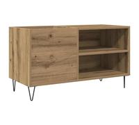 Owoxanthellate Armoire à disques en chêne Artisan, 84,5 x 38 x 48 cm, armoire à disques en bois avec pieds en fer, étagère en vinyle et table de tourne-disque pour le salon