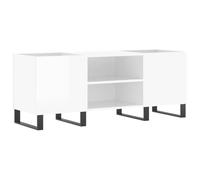 Owoxanthellate Armoire à disques en vinyle blanc brillant, étagère en bois avec pieds en fer stables, armoire LP pour tourne-disque, 121 x 38 x 48 cm