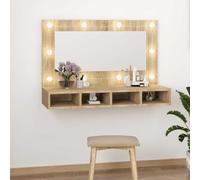 Owoxanthellate Armoire à miroir à LED - Chêne Sonoma - 90 x 31,5 x 62 cm - En matériau dérivé du bois - Fixation murale ou à poser - Lumière chaude et froide - Meuble de salle de bain pour salle de