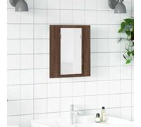 Owoxanthellate Armoire à miroir LED - 40 x 12 x 45 cm - Chêne marron - Matériau du bois - Éclairage RVB - Montage mural - Meuble de salle de bain - Design moderne pour petites salles de bain