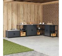 Owoxanthellate Armoire de cuisine - Anthracite - 60 x 50 x 92 cm - En acier - Armoire de rangement modulaire avec 2 étagères - Design moderne - Robuste et résistante à la chaleur - Pour cuisine, salon