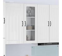 Owoxanthellate Armoire de cuisine blanche brillante 40 x 31 x 100 cm en matériau dérivé du bois - Armoire murale moderne avec 2 étagères pour petite cuisine, couloir, bureau, salon