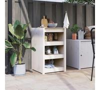Owoxanthellate Armoire de cuisine d'extérieur blanche 55 x 55 x 92 cm en pin massif avec espace de rangement pour cuisine de jardin, modulable, meubles de jardin robustes pour balcon, terrasse et