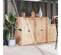 Owoxanthellate Armoire de cuisine d'extérieur en pin massif - 106 x 55 x 92 cm - Bois non traité - Espace de rangement pour jardin et balcon - Design modulaire pour terrasse