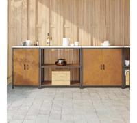 Owoxanthellate Armoire de cuisine industrielle - 240 x 50 x 92 cm - En acier rouillé - Design loft moderne avec 6 étagères en métal - Pieds réglables - Grand espace de rangement pour cuisine