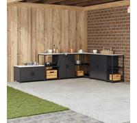 Owoxanthellate Armoire de cuisine noire 60 x 50 x 92 cm - Cadre en acier modulaire avec 2 portes - Design moderne - Robuste et résistante à la chaleur - Pour cuisine, salon, balcon