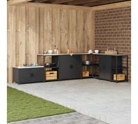 Owoxanthellate Armoire de cuisine noire 90 x 50 x 92 cm en acier modulaire avec 2 portes Design robuste pour cuisine, salon, balcon et bureau