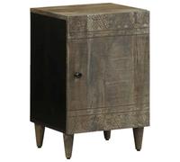 Owoxanthellate Armoire de salle de bain, 38 x 33 x 58 cm, en bois de manguier massif avec motif sculpté à la main, noir mat, lavabo avec montage de porte flexible, pour petites salles de bains et