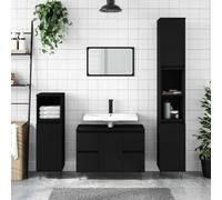 Owoxanthellate Armoire de salle de bain 80 x 33 x 60 cm en bois noir avec pieds en fer, 4 tiroirs et 1 porte Montage flexible, ensemble de meubles de salle de bain modernes pour petites salles de bain