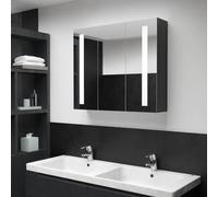 Owoxanthellate Armoire de salle de bain à LED, anthracite, 89 x 62 x 14 cm, en MDF avec revêtement en mélamine, 5 étagères, grand espace de rangement, design moderne, pour petites et grandes salles de