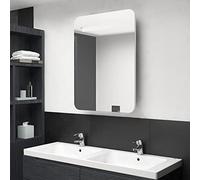 Owoxanthellate Armoire de salle de bain à LED, blanc brillant, 60 x 11 x 80 cm, en MDF avec revêtement en mélamine, design moderne et étroit, avec porte Soft-Close pour petits WC d'invités et salle de
