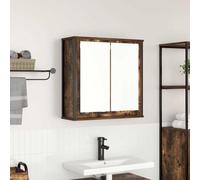 Owoxanthellate Armoire de salle de bain avec 2 miroirs - Chêne fumé - 60 x 21 x 60 cm - Montage mural - Meuble de salle de bain peu encombrant - Pour petites salles de bains et toilettes d'invités