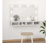 Owoxanthellate Armoire de salle de bain avec éclairage LED 90 x 31,5 x 62 cm - En bois acrylique - Blanc - Meuble de salle de bain avec 4 compartiments de lumière chaude et froide - Pour salle de bain