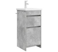 Owoxanthellate Armoire de salle de bain avec lavabo gris béton, meuble sous lavabo moderne en bois composé, ensemble de meubles de salle de bain avec 2 tiroirs pour WC d'invités, 42 x 40 x 84,5 cm