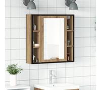Owoxanthellate Armoire de salle de bain avec miroir - Chêne Artisan - 60 x 16 x 60 cm - Bois dérivé du verre - Design moderne - Pour petites salles de bains, invités, WC - Peu encombrante