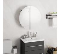 Owoxanthellate Armoire de salle de bain avec miroir LED - Noir - 40 x 40 x 17,5 cm - Matériau du bois - Miroir rond - Fixation murale - Design moderne pour petites salles de bain d'invités et WC