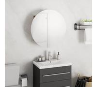 Owoxanthellate Armoire de salle de bain avec miroir rond 60 cm LED chêne 40 x 40 x 17,5 cm Meuble de salle de bain moderne et robuste pour petites salles de bains, toilettes d'invités et salle de bain