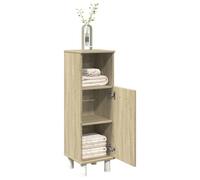 Owoxanthellate Armoire de salle de bain, chêne Sonoma, 30,5 x 30 x 95 cm, matériau dérivé du bois, avec 3 compartiments et porte flexible, pour petites salles de bains modernes