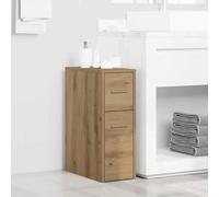 Owoxanthellate Armoire de salle de bain étroite sur roulettes - 22 x 44 x 61,5 cm - En chêne artisanal - Avec 2 tiroirs - Charge maximale : 75 kg - Design moderne - Pour salle de bain, cuisine