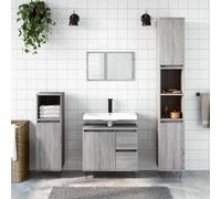 Owoxanthellate Armoire de salle de bain gris Sonoma 65 x 33 x 60 cm - En bois avec pieds en fer - Rangement moderne pour petites salles de bain - Oasis de bien-être