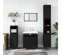 Owoxanthellate Armoire de salle de bain, noire, 58 x 33 x 60 cm, en bois avec pieds en fer, design moderne, miracle de rangement pour petites salles de bain, convient pour les toilettes d'invités et
