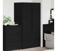 Owoxanthellate Armoire de salle de bain noire 79,5 x 49 x 156 cm en bois dérivé du bois - Design moderne avec beaucoup d'espace de rangement pour serviettes et cosmétiques - Ensemble de lavabo et