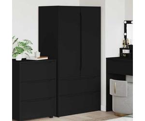 Owoxanthellate Armoire de salle de bain noire 79,5 x 49 x 156 cm en bois dérivé du bois - Design moderne avec beaucoup d'espace de rangement pour serviettes et cosmétiques - Ensemble de lavabo et