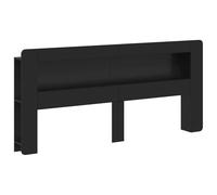 Owoxanthellate Armoire de tête de lit avec espace de rangement, étagère pour chambre à coucher, bibliothèque moderne et étagère derrière le lit, matériau en bois stable, noir, 215 x 18,5 x 100 cm