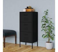 Owoxanthellate Armoire en acier noire 42,5 x 35 x 101,5 cm avec 3 tiroirs coulissants, capacité de charge de 60 kg, rails à roulement à billes, pieds réglables en hauteur, pour jardin, balcon, cave