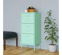 Owoxanthellate Armoire en acier vert menthe 42,5 × 35 × 101,5 cm, 3 tiroirs à billes, pieds réglables en hauteur, armoire de jardin/armoire à produits de nettoyage, couloir, atelier, balcon, bureau