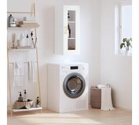 Owoxanthellate Armoire haute, blanche, 34,5 × 34 × 90 cm, matériau du bois avec façade en verre, commode murale, armoire flottante pour salon, chambre à coucher, couloir