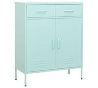 Owoxanthellate Armoire haute en acier - Vert menthe - 80 x 35 x 101,5 cm - Avec 2 portes et 2 tiroirs - En métal robuste - Charge maximale : 100 kg - Pour salon, couloir, bureau