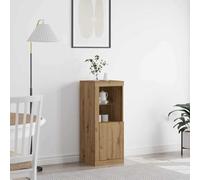 Owoxanthellate Armoire moderne à LED - 41 x 37 x 100 cm - Chêne artisanal - Avec étagères en verre et porte à charnière - En bois robuste - Pour salon, couloir et chambre à coucher