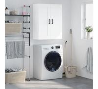 Owoxanthellate Armoire murale, blanche, 69,5 x 34 x 90 cm, en bois dérivé, 2 portes, buffet/commode pour salon ou chambre à coucher