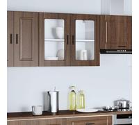 Owoxanthellate Armoire murale de cuisine avec porte en verre - 80 x 31 x 60 cm - Marron - Aspect chêne - Charge maximale : 75 kg - Design moderne - Robuste et durable - Pour cuisine, salle à manger
