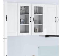 Owoxanthellate Armoire murale de cuisine - Blanc brillant - 40 x 31 x 80 cm - En matériau dérivé du bois - Design moderne - Avec 3 étagères - Durable et robuste - Pour cuisine, bureau, couloir