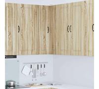 Owoxanthellate Armoire murale de cuisine, chêne Sonoma, 57 x 57 x 100 cm, matériau à base de bois, avec 3 étagères et 2 portes, design moderne, grande capacité de rangement, pour cuisine, salle à