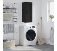 Owoxanthellate Armoire murale en bois noir - 34,5 x 34 x 90 cm - Design moderne avec 3 compartiments - Montage mural - Armoire haute pour salon, chambre à coucher, couloir