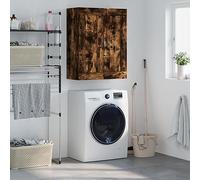 Owoxanthellate Armoire murale en chêne fumé 69,5 x 34 x 90 cm, petite commode en bois et fer, design moderne avec 3 compartiments, pour salon, chambre à coucher et couloir, peu encombrante et stable