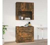 Owoxanthellate Armoire murale haute en bois de chêne fumé 80 x 33 x 80 cm - Armoire murale moderne avec capacité de charge de 60 kg - Pour cuisine, chambre à coucher et couloir