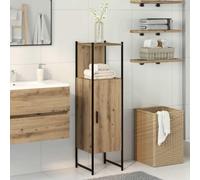 Owoxanthellate Artisan Armoire de salle de bain, 33 x 33 x 120,5 cm, en bois et acier, peu encombrante, montage de porte gauche/droite, meuble de salle de bain pour petites salles de bain