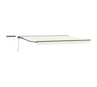 Owoxanthellate Auvent électrique - 5 x 3 m - Extensible - Bras articulé - Demi-cassette - Crème - Anthracite - Avec télécommande et manivelle - Pour terrasse, jardin - Aluminium - 240 g/m²