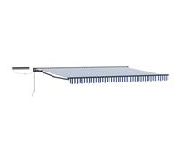 Owoxanthellate Auvent électrique à bras articulé - 4,5 x 3 m - Semi-cassette motorisé avec télécommande et manivelle - Protection solaire stable pour terrasse et jardin - Anthracite bleu blanc